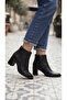 850 Black Square Heeled Pointed Toe Short Boots - 2