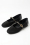 Yonles Belt Scarf Buckle Women's Ballerina Flats Black Suede - 4