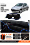Peugeot 206 Small Screen (1998-2009) Compatible Glove Box Cover, Glove Box Case - Black-Blue - Pe003