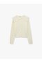 Long Sleeve Buttoned Lace Detailed Baby Collar Hair Knit Cardigan