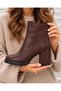 Women's Brown Ankle Boots with Thick Heels and Zipper, Stylish Daily Boots - 6