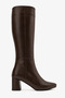 Leo Women's Genuine Leather Bitter Brown 6cm Heeled Zippered Boots - 4