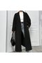 Long Bibbed Coat with Lining and Pocket Details Oversized Women's Long Coat Thick Bibbed Fabric - 7