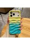 iPhone 18 Pro (6.3 Inch) Compatible Wavy Wrinkled Detailed 3D Surface Bright Colored Summer Lux Case