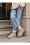 Women's Beige Suede Thick Soled Short Ankle Platform Winter Boots - 3