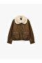 Long Sleeve Detachable Faux Fur Collar Faux Leather Jacket - 5