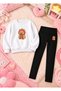 Girl's Crew Neck Sweatshirt and Skinny Leggings Set, 2-Piece Printed Top and Bottom Set