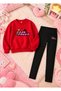 Girl's Crew Neck Sweatshirt and Skinny Leggings Set, 2-Piece Printed Top and Bottom Set