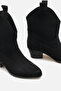 Alba Women's Black Suede Short Heel Cowboy Boots A030-K722 - 3