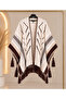 Women's Ethnic Patterned Tasseled Loose Oversized Knitwear Poncho – Winter Shawl Cardigan - 2