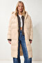 Hooded Oversize Long Puffer Coat Lnt0001 Cream - 2