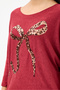 Women's Red Italian Ribbon Pattern Sequined Lycra Oversize Knitwear Sweater Size 40 - 46 - 3