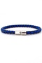 Navy Blue Double Tone Braided Leather and Rope Magnet Clip Men's Bracelet M073B