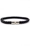 Black Color Braided Leather and Rope Magnet Clip Men's Bracelet M073D