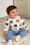 Baby Boy Teddy Bear Patterned 2-Piece Sweatshirt Top and Bottom Set Seasonal 3 6 9 12 Months - 4