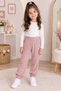 Interlock Seasonal Girls' Casual Elastic Waist Pocketless Sweatpants