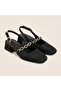 Melis Wide Heeled Shoes with Stone Chain Accessories - 5