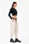 Women's Beige Italian Belted Lycra Carrot Shalwar Trousers Size 40 - 50 - 2