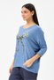 Women's Blue Italian Ribbon Pattern Sequined Lycra Oversize Knitwear Sweater Size 40 - 46 - 2