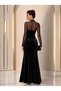 Women's Velvet Long Evening Dress Square Neck Tulle Detailed Slit Stylish Evening Dress - 2