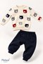 Baby Boy Teddy Bear Patterned 2-Piece Sweatshirt Top and Bottom Set Seasonal 3 6 9 12 Months - 4