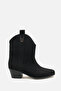 Alba Women's Black Suede Short Heel Cowboy Boots A030-K722 - 2