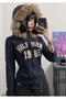 Navy Blue 1985 Y2K Vintage Crop Furry Hooded Sweatshirt - 2