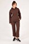Akana Women's Gold Button Detailed Shirred 3 Thread Tracksuit Set – Two Piece Bottom Top Set - 5