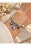 Silver Color Evil Eye Detailed Charm Bracelet – Elegant Women's Bracelet with Sparkling Stones - 2
