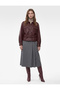 Long Sleeve Shirt Collar Buttoned Pocket Belted Cropped Faux Leather Jacket