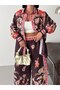 Floral Patterned Linen Hijab Double Set (Shirt & Pants) - 25041 - 4