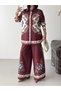 Floral Patterned Linen Hijab Double Set (Shirt & Pants) - 25041 - 4