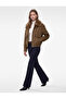 Long Sleeve Zippered Faux Suede Jacket with Faux Fur Collar - 3