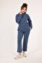 Akana Women's Gold Button Detailed Shirred 3 Thread Tracksuit Set – Two Piece Bottom Top Set - 5