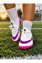 Boy's Carpet Field Soccer Cleats Soccer Sneakers with Socks (White-Pink) - 3