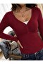 Retro Vintage Ruched Collar Buttoned Long Sleeve Blouse - 2