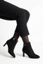 Parmen Women's Classic Heeled Boots with Crochet Detail on the Upper, Black Suede - 6