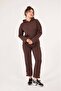 Akana Women's Gold Button Detailed Shirred 3 Thread Tracksuit Set – Two Piece Bottom Top Set