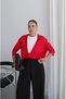 Red Asymmetrical Multi-Button Knit Cardigan