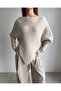Women's Boat Neck Off-Shoulder Oversize Knitwear Sweater - 2