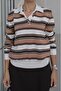 Camel Arix Striped Polo Neck Knit Sweater - 4