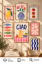 7-Piece Frame-Looking Modern Painting Set |   Retro & Pop Art |   Living Room, Office, Kitchen and Study Room Wall Decor