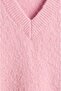 Pink V-Neck Soft Textured Sweater - 3