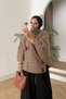 Belted Single Button Detailed Oversize Women's Winter Modest Poncho - 3