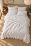 White Scallop Embroidered Ruffled Lace Waffle Pique Set 6 Pieces Double Size - 3