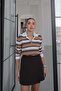 Camel Arix Striped Polo Neck Knit Sweater - 3