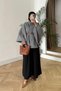 Belted Single Button Detailed Oversize Women's Winter Modest Poncho - 7