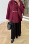 Belted Single Button Detailed Oversize Women's Winter Modest Poncho - 8