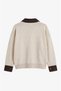 Ecru Collar and Sleeves Denim Detailed Sweater - 2