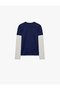 Printed Layered Cotton Crew Neck Long Sleeve T-Shirt - 2